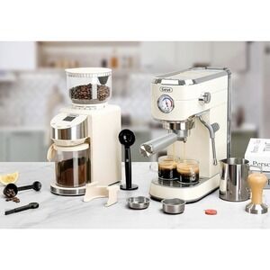 Gevi 20 Bar Professional Espresso Machine w/ 35 Burr Coffee Grinder. Beige